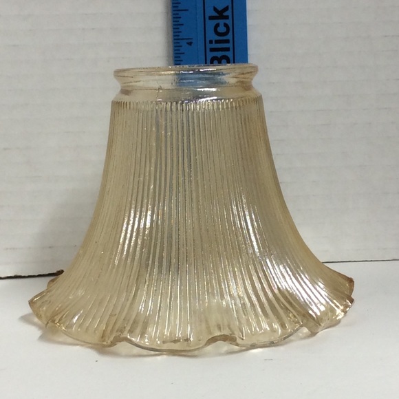 VTG 4 Ceiling Shades Amber Glass Ruffled Edge - Picture 7 of 9